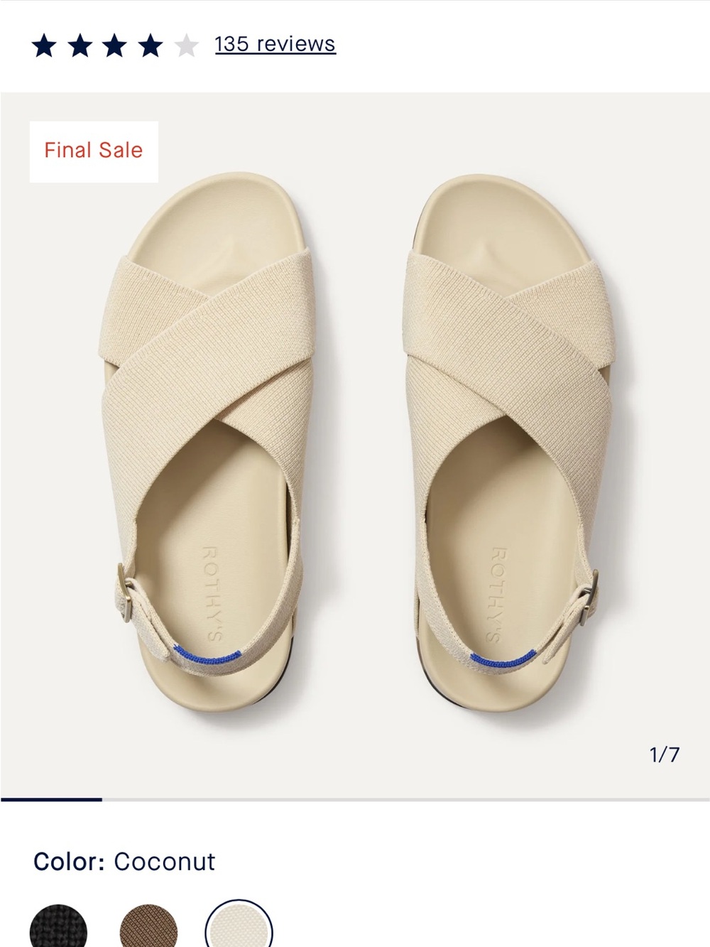 Rothy's Coconut Neutral Crisscross Slingback Sandals